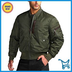 Men's Casual Bomber Jacket Water Resistant Padded Windbreaker MA-1 Flight
